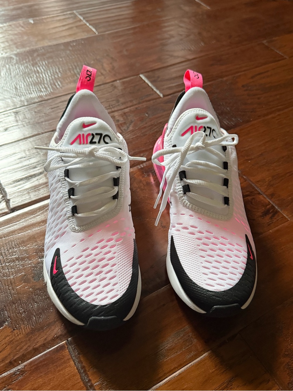 Nike White and Hot Pink Air Max 270 Style Sneakers - Picture 3 of 5
